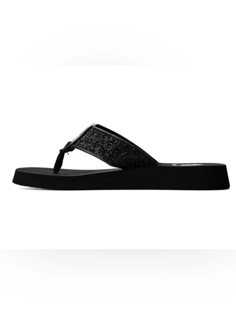 Yellow Box Carolina Black Glitter Platform Flip Flop Sandals Sz 7 NWOT - Picture 3 of 6